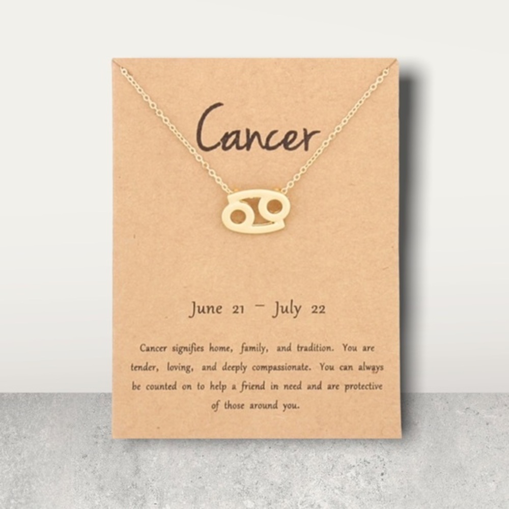 Cancer Zodiac Gold Pendant Necklace | June 22 – July 22 | NWT